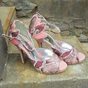 Women's Multi Pink Snake Patent Stiletto Heels